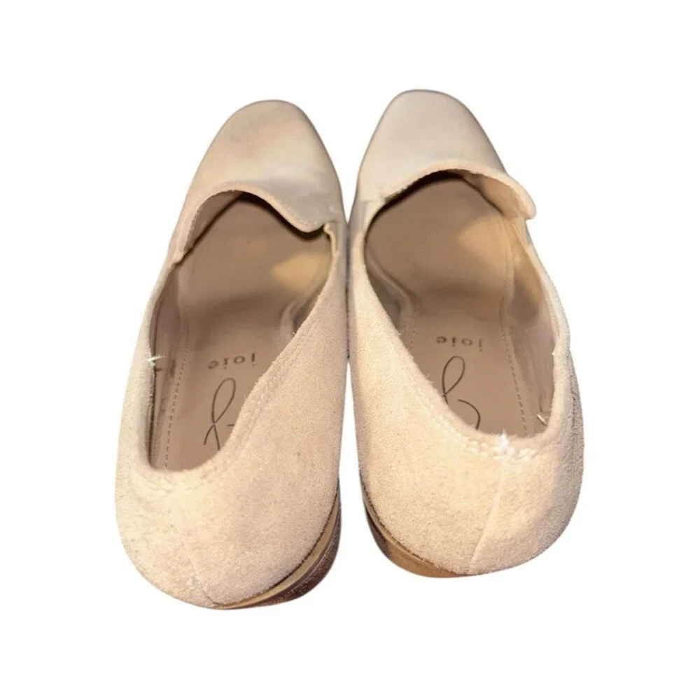 Joie Women’s 7.5 Wevenly Tan Beige Suede Leather Slip On Stretch Block Heel